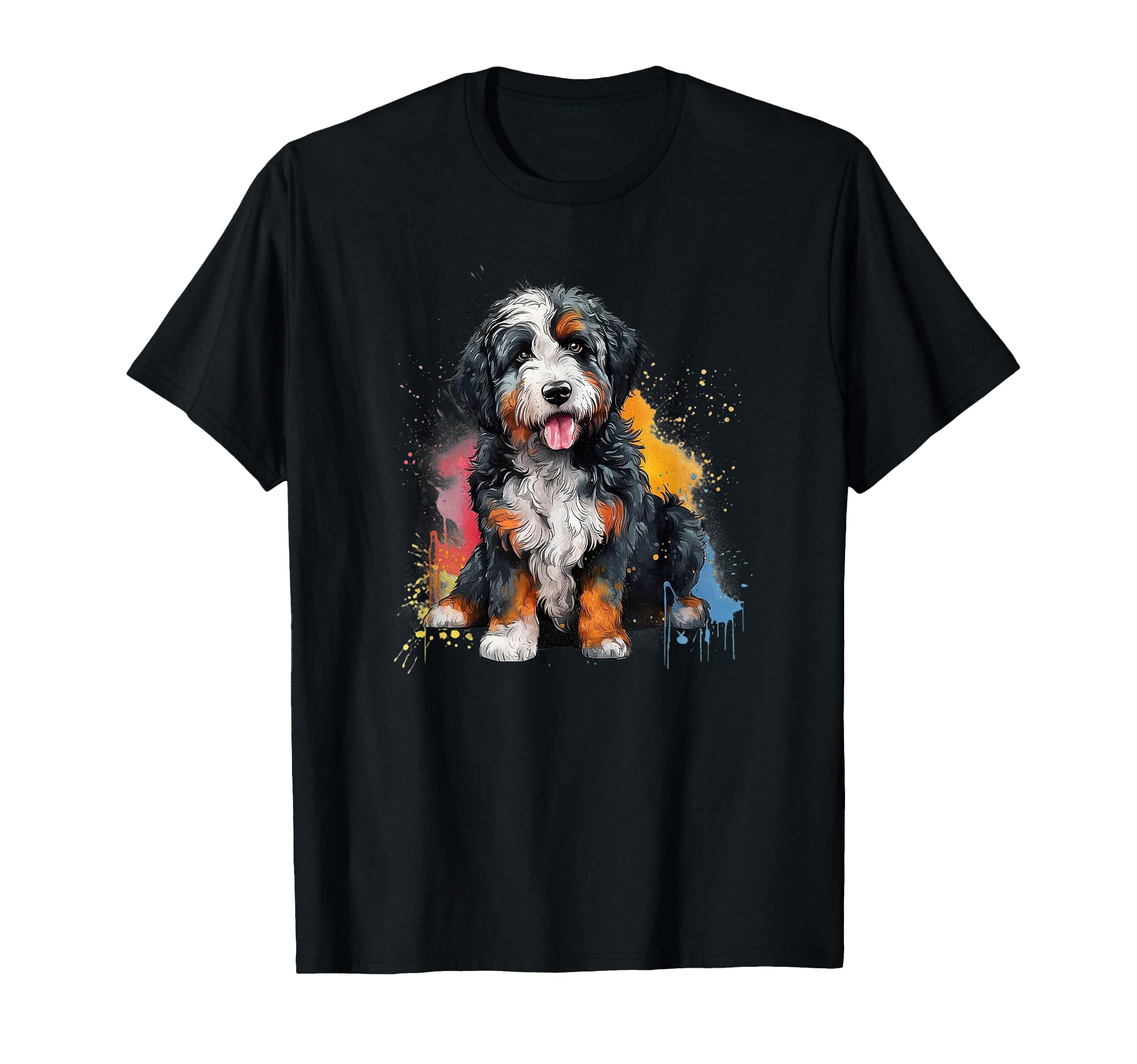 Womens Colorful Watercolor Bernedoodle T-Shirt - Aesthetic Graphic Unisex - T-Shirt, Sweatshirt, Hoodie