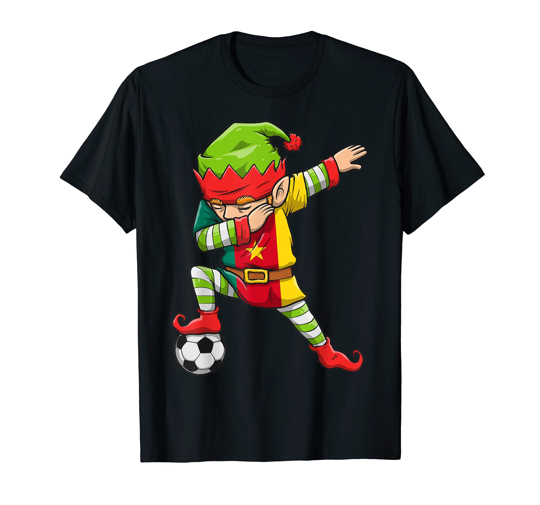 Soccer Dabbing Elf Squad Cameroon T-Shirt - Aesthetic Graphic Men Women - T-Shirt, Sweatshirt, Hoodie