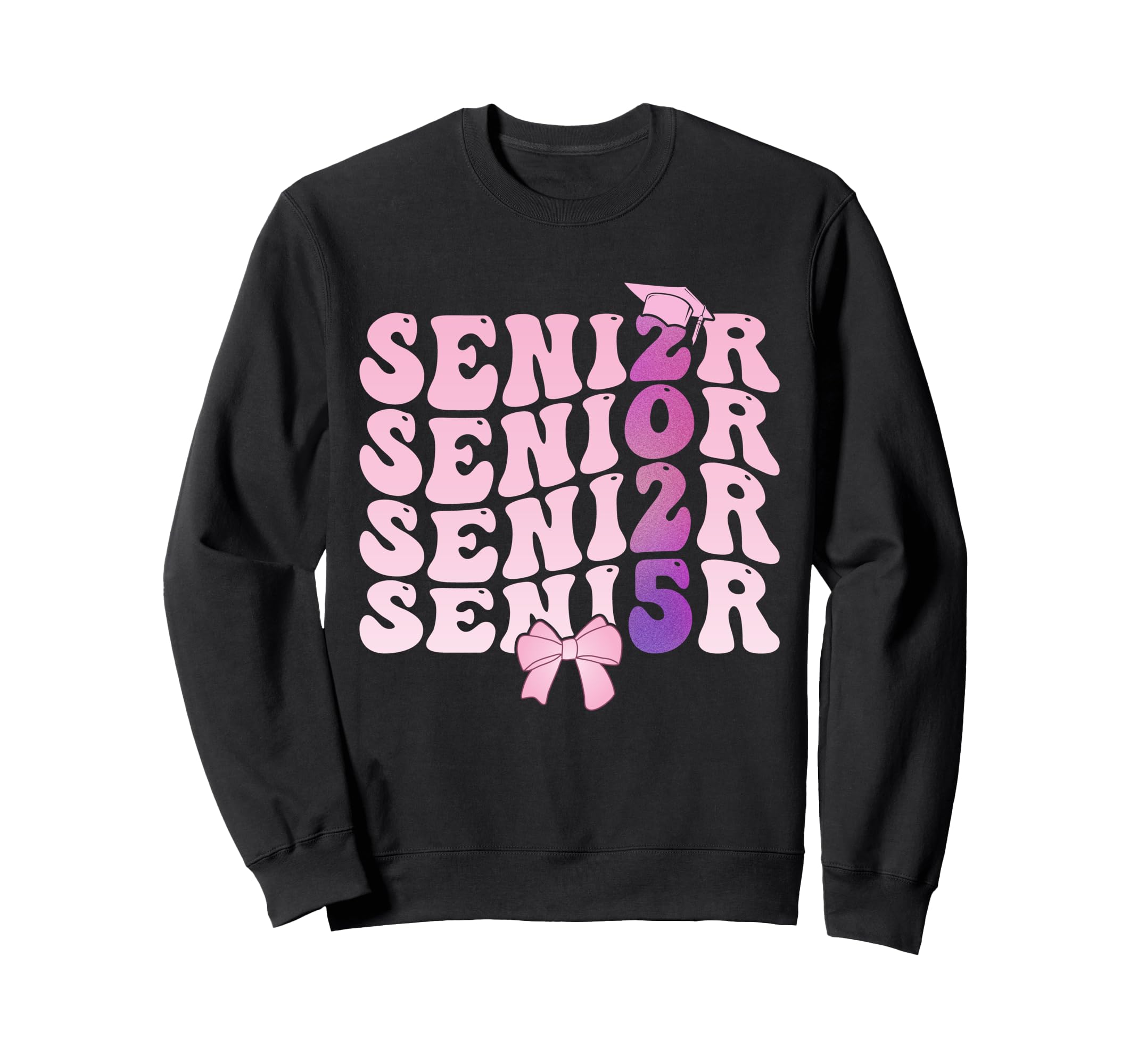 Senior 2025 Class 2025 Coquette Bow Sweatshirt - Unique Graphic for Adults - T-Shirt, Sweatshirt, Hoodie