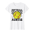 Softball Auntie Checkered Funny T-Shirt - Aesthetic Graphic Men Women - T-Shirt, Sweatshirt, Hoodie