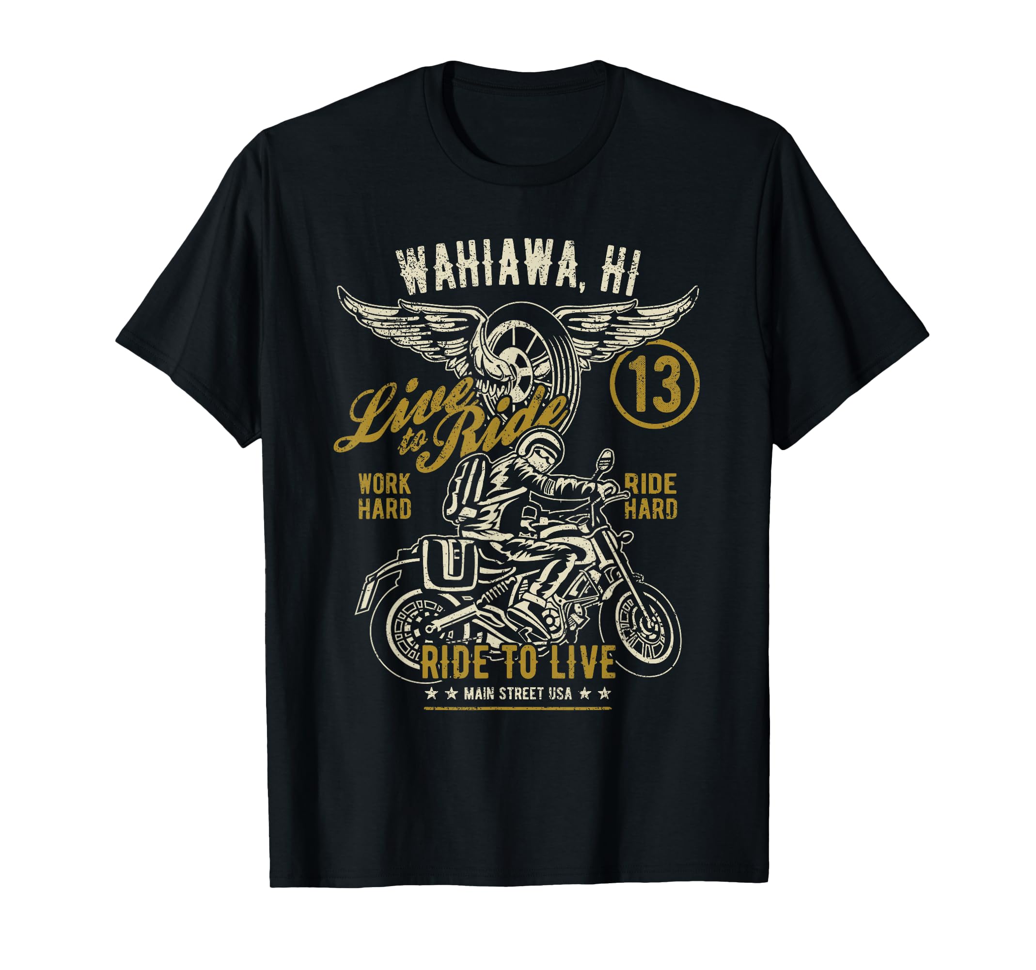 Wahiawa Hawaii Usa Distressed Motorcycle T-Shirt - Aesthetic Graphic Unisex - T-Shirt, Sweatshirt, Hoodie