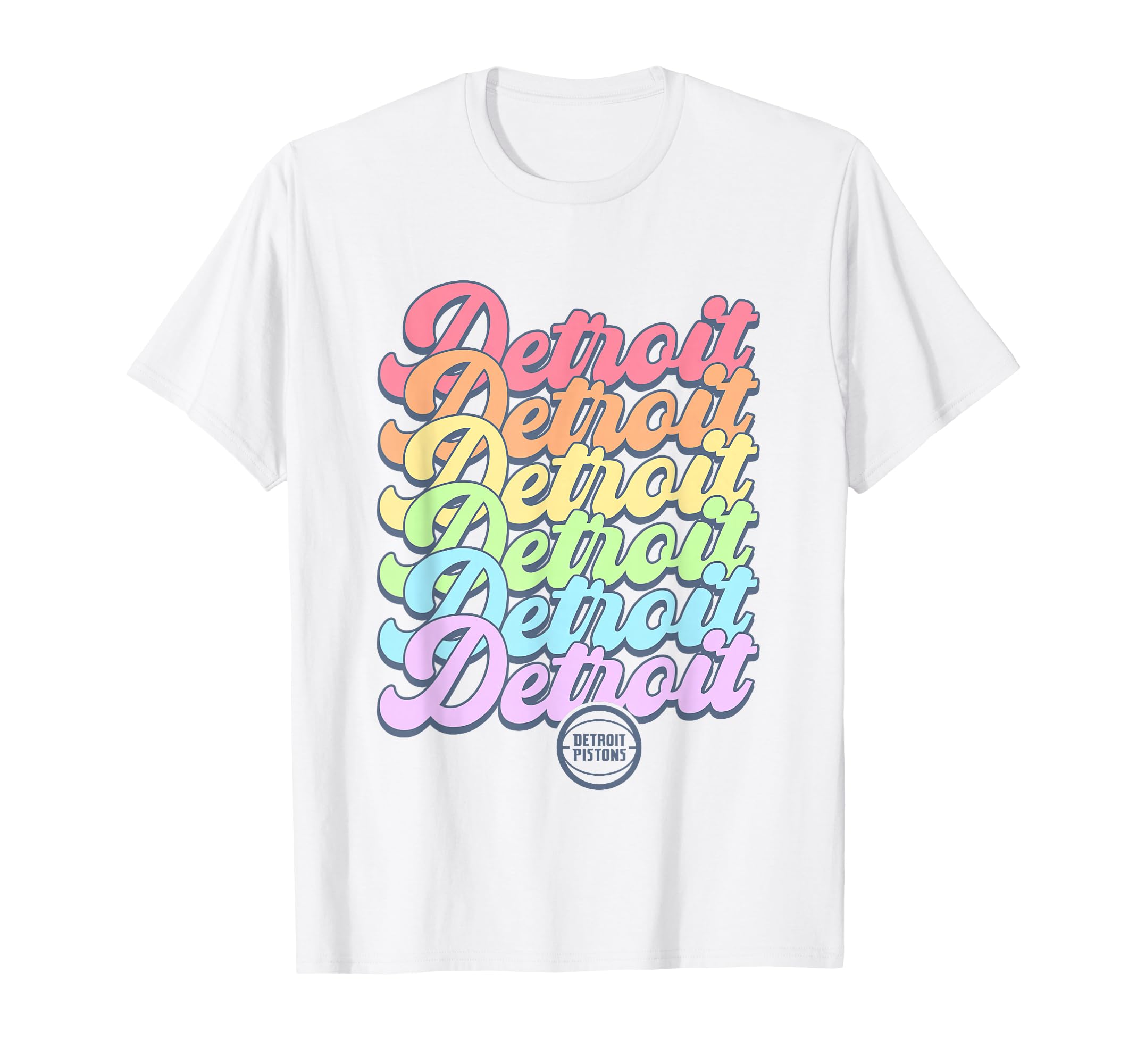 Nba Detroit Pistons Pastel Rainbow T-Shirt - Streetwear Style for Adults - T-Shirt, Sweatshirt, Hoodie