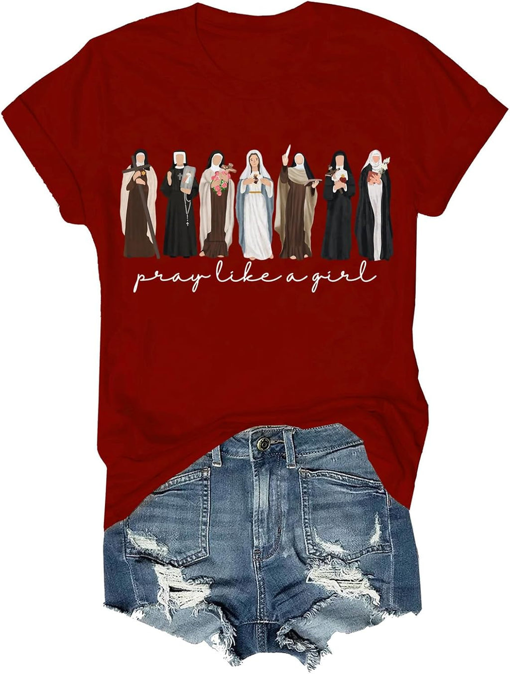 Pray Like A Girl Christian ,Inspirational Faith - Adult & Kids T-Shirts, Sweatshirts & Hoodies apparel design preview 1