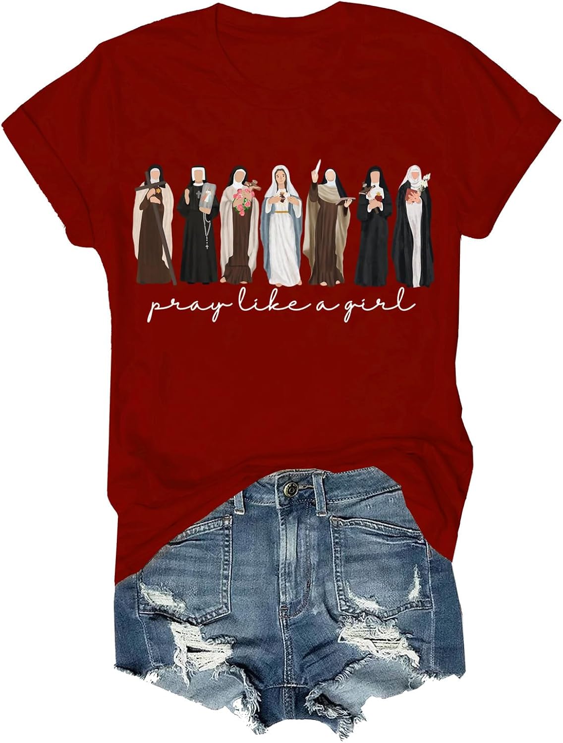 Pray Like A Girl Christian ,Inspirational Faith - Adult & Kids T-Shirts, Sweatshirts & Hoodies apparel design preview 1