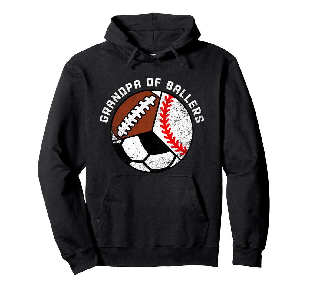 Grandpa Ballers Funny Baseball Soccer Hoodie - Novelty Apparel Men Women - T-Shirt, Sweatshirt, Hoodie