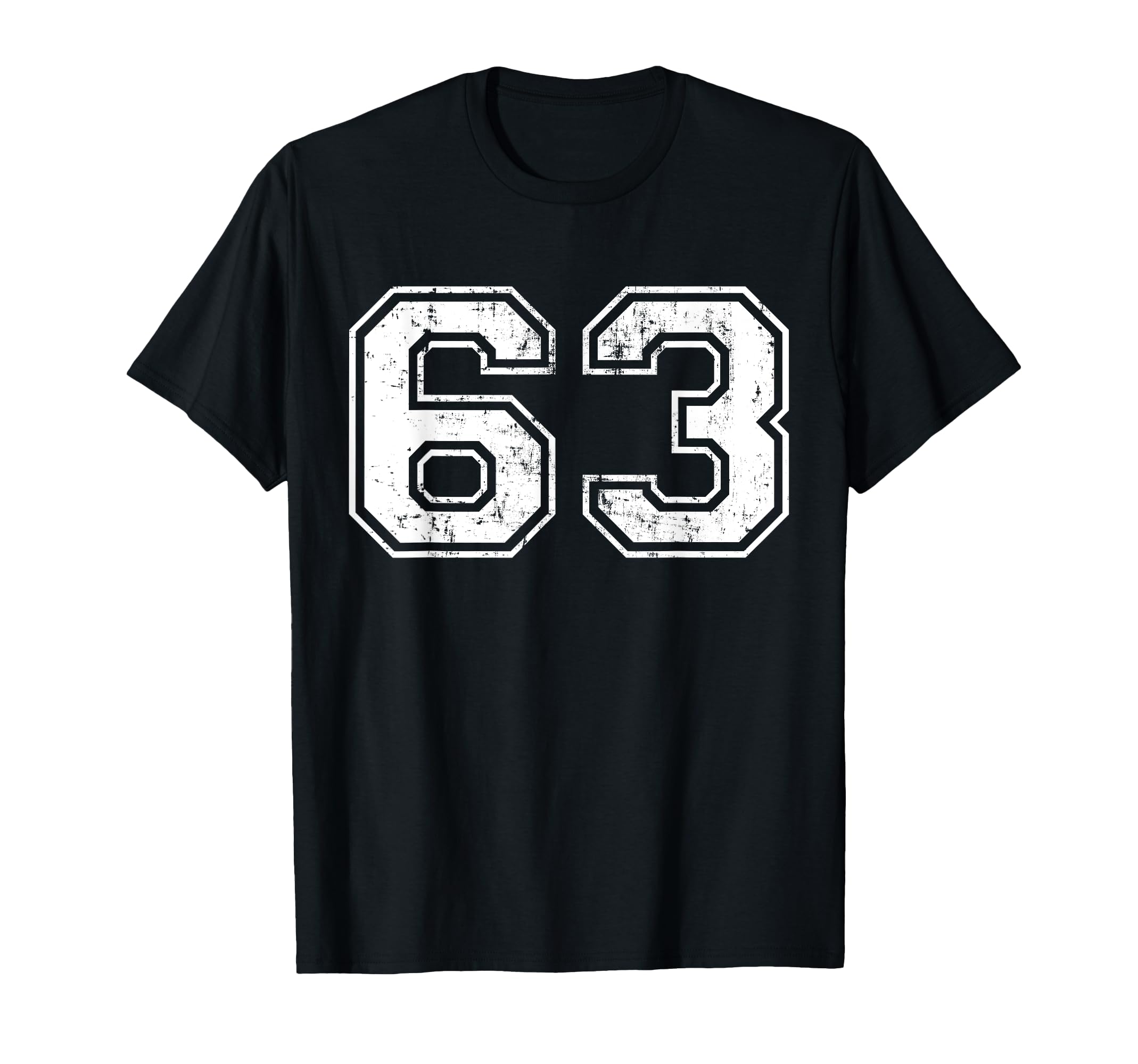 Number 63 Distressed Sixty Three Sport T-Shirt - Graphic Print for Adults - T-Shirt, Sweatshirt, Hoodie