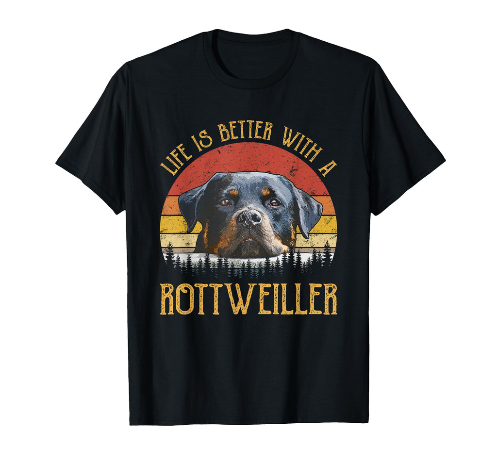 Life Is Better Rottweiler Rottie Mom Dad T-Shirt - Custom Art Print Unisex - T-Shirt, Sweatshirt, Hoodie