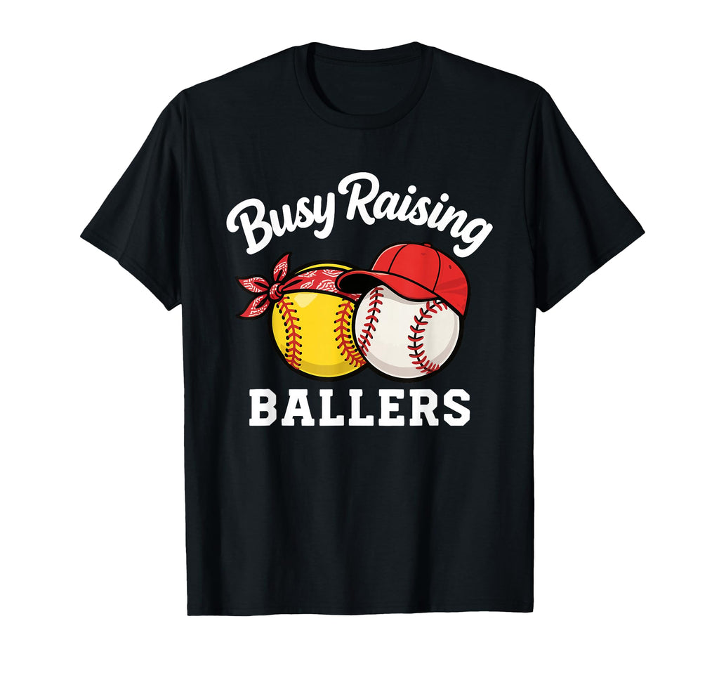 Busy Raising Ballers Softball T-Shirt - Minimalist Print for Adults - T-Shirt, Sweatshirt, Hoodie