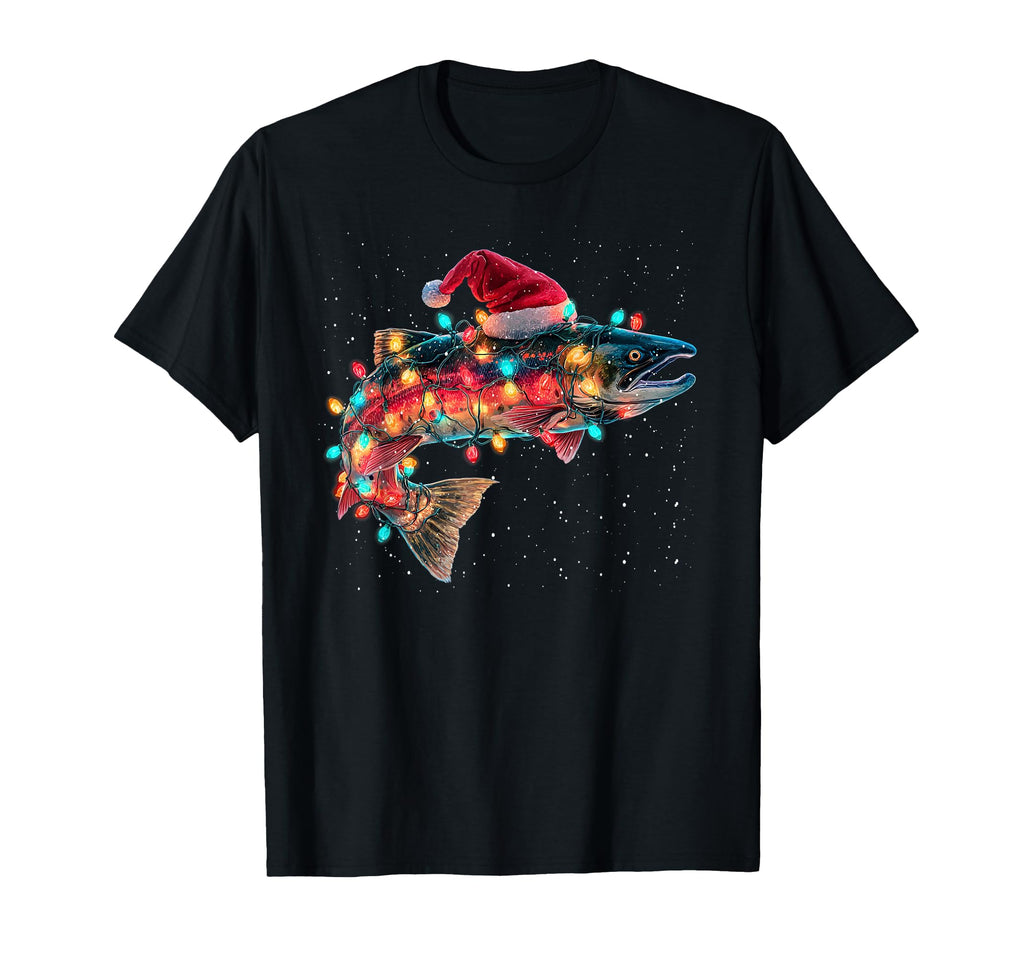 Trout Fish Funny Fishing Santa Hat T-Shirt - Casual Everyday Wear Unisex - T-Shirt, Sweatshirt, Hoodie