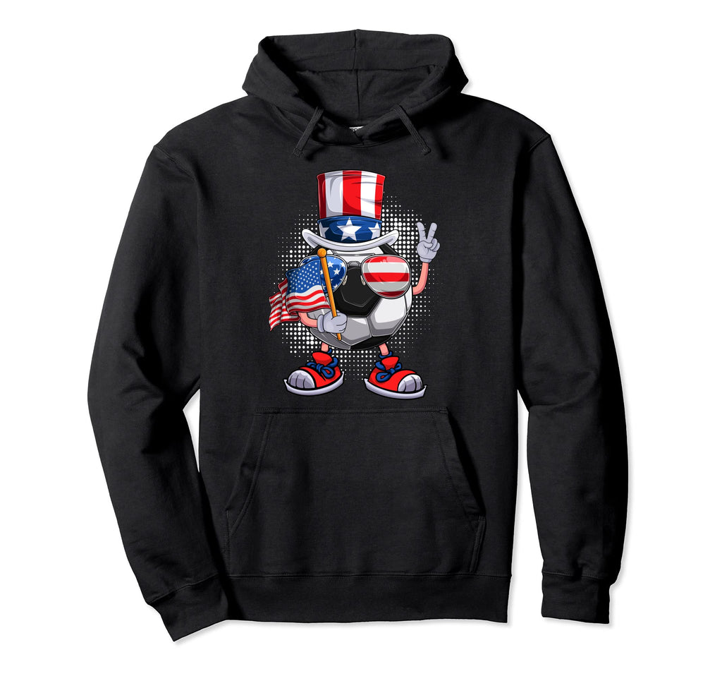 Funny Soccer Ball Uncle Sam Hat American Hoodie - Unique Graphic Unisex - T-Shirt, Sweatshirt, Hoodie