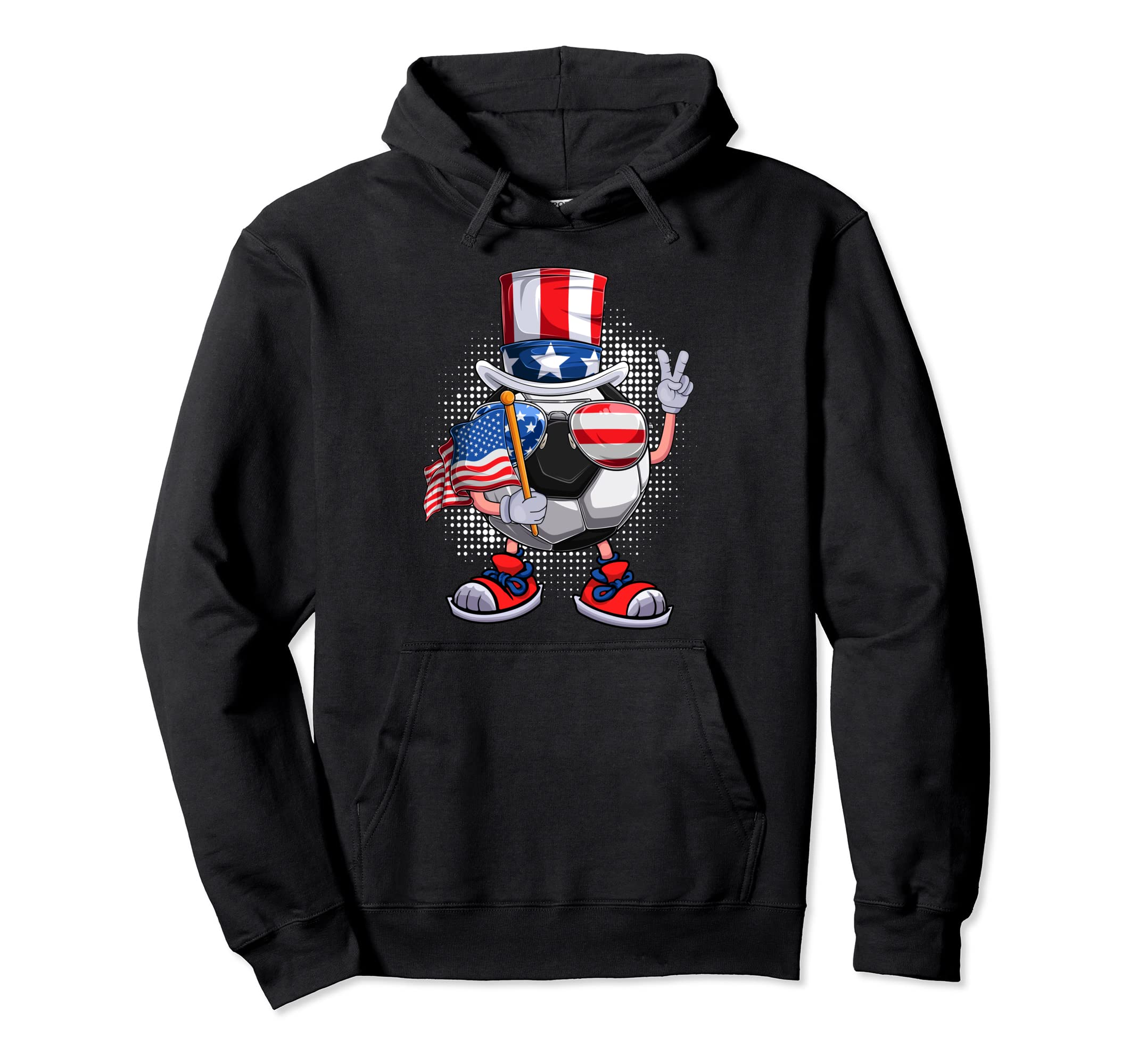 Funny Soccer Ball Uncle Sam Hat American Hoodie - Unique Graphic Unisex - T-Shirt, Sweatshirt, Hoodie