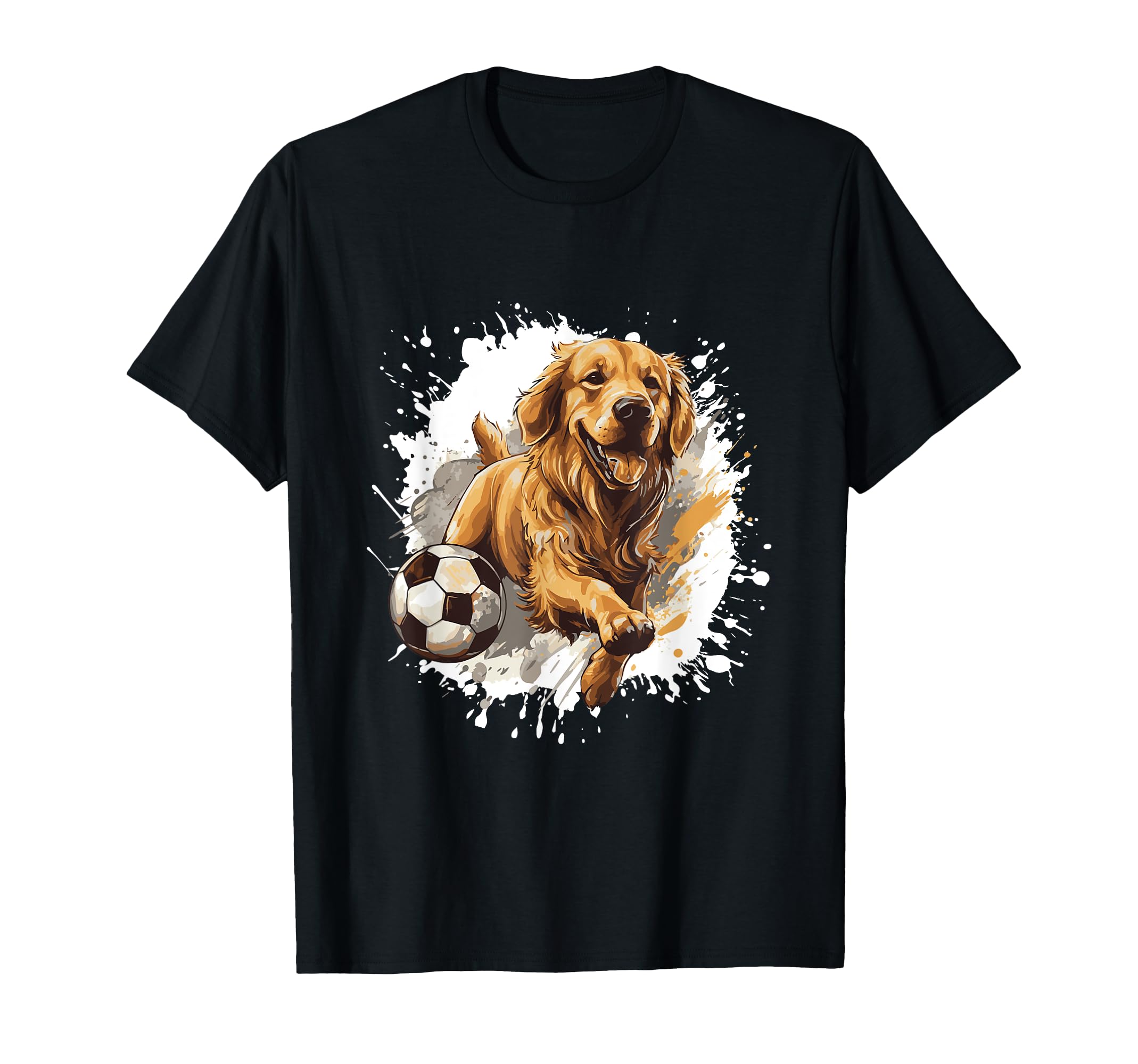 Golden Retriever Dog Playing Soccer Sports T-Shirt - Graphic Print Unisex - T-Shirt, Sweatshirt, Hoodie