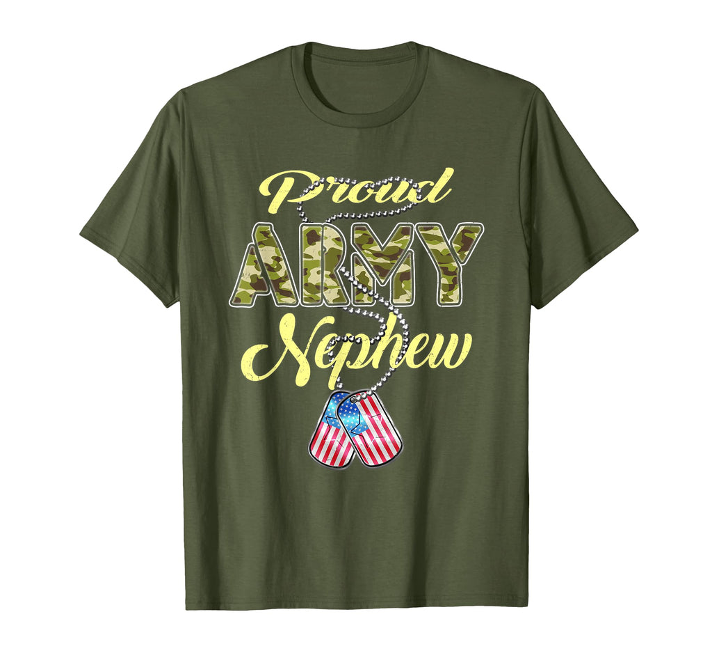 Proud Army Nephew Us Flag Dog Tags Pride T-Shirt - Graphic Print Unisex - T-Shirt, Sweatshirt, Hoodie