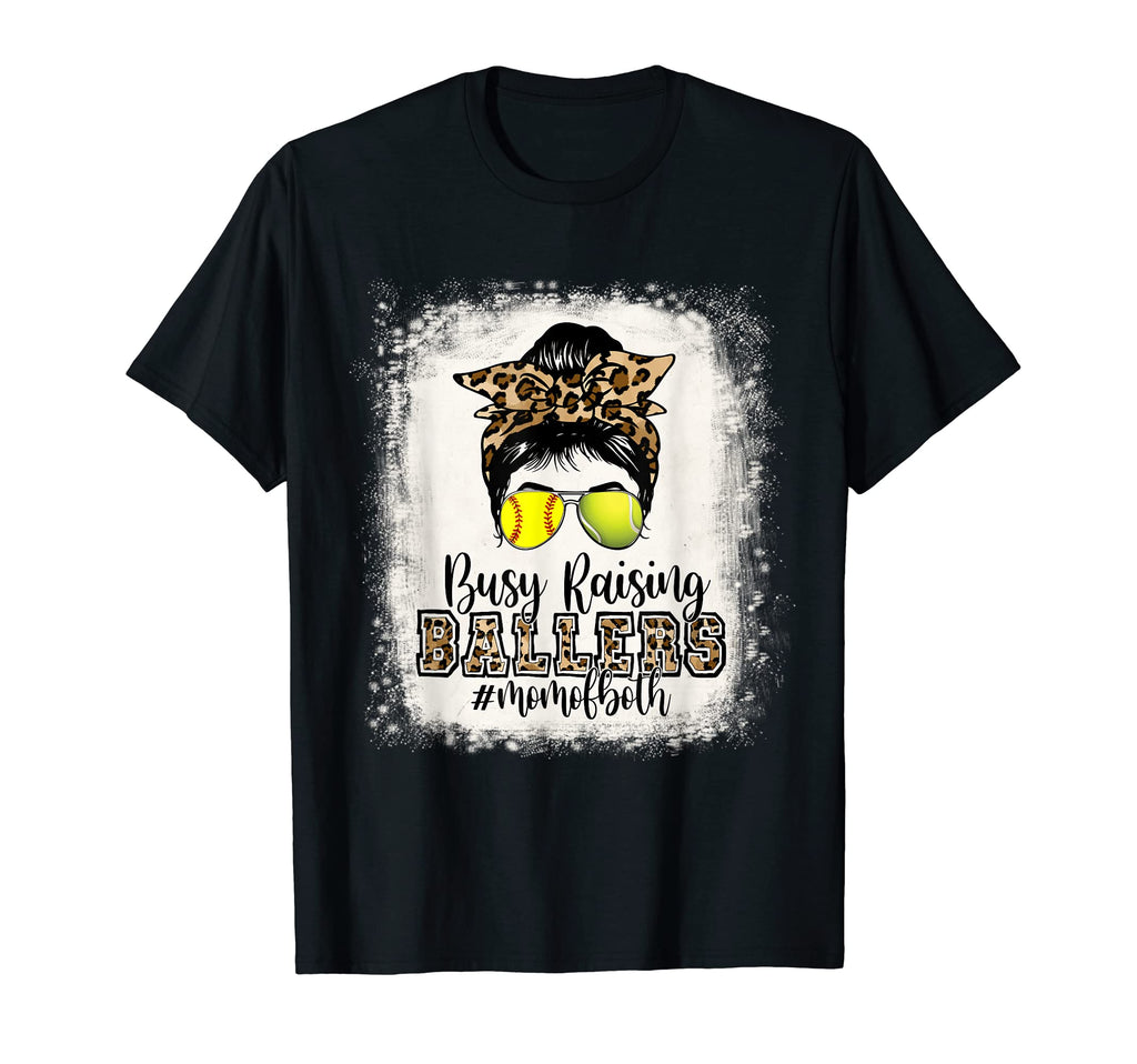 Busy Raising Ballers Mom Both Softball T-Shirt - Fun Novelty Design Unisex - T-Shirt, Sweatshirt, Hoodie