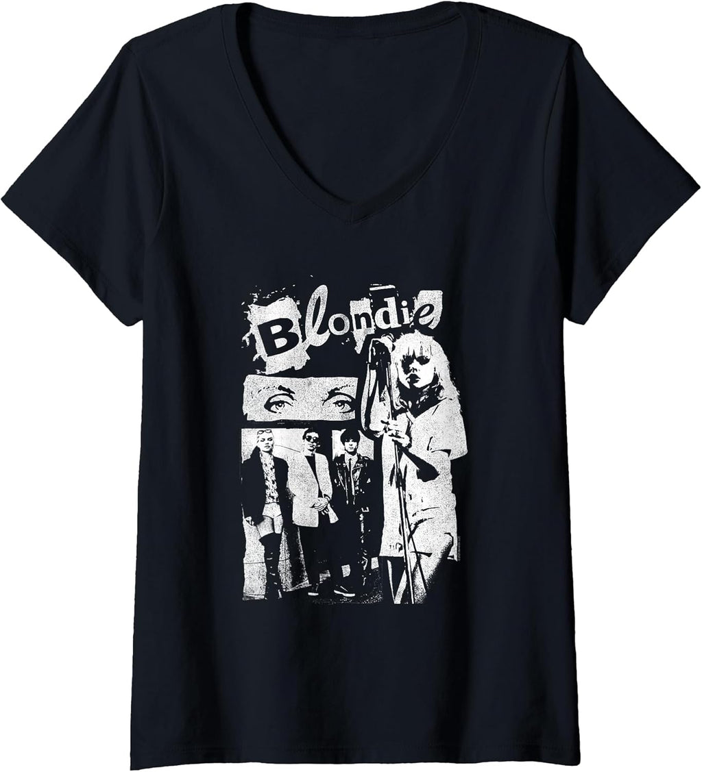Women's Blondie Punk Zine Collage Vintage Band V-Neck - Adult & Kids T-Shirts, Sweatshirts & Hoodies apparel design preview 1