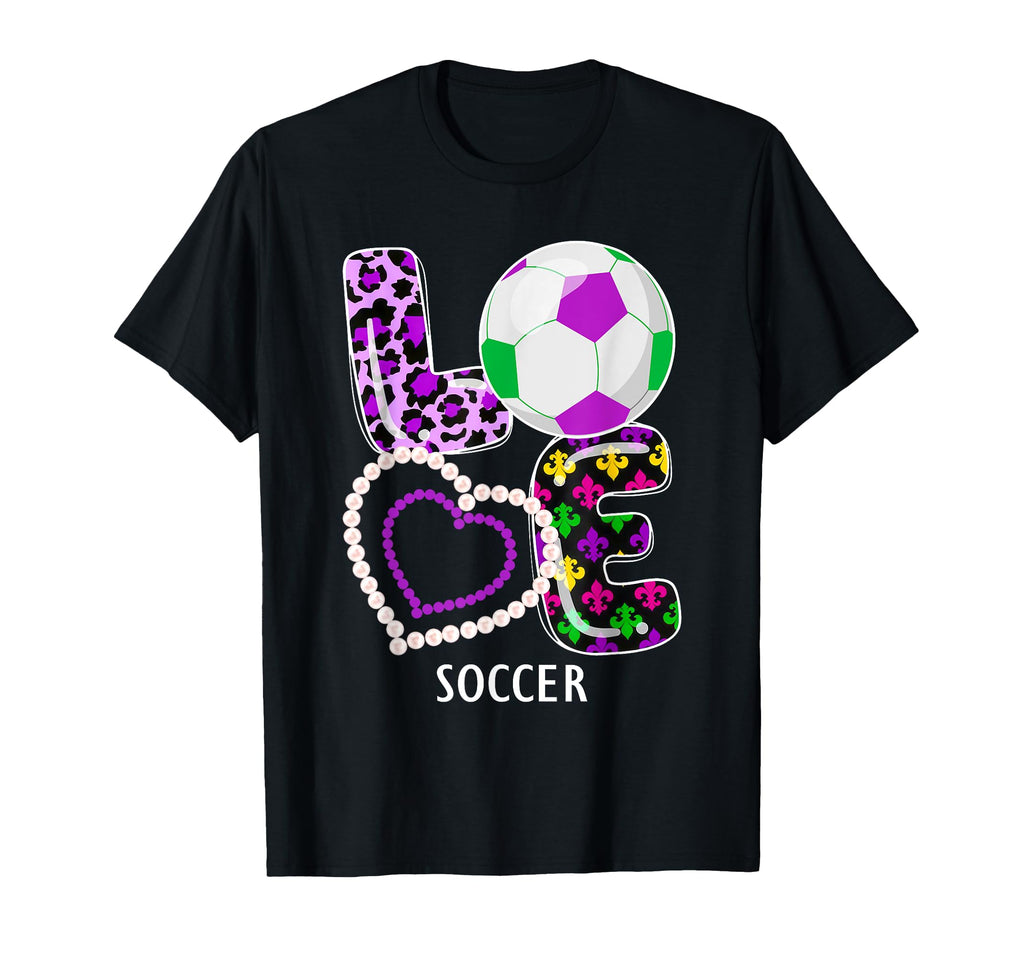 Mardi Gras Soccer Leopard Game T-Shirt - Casual Everyday Wear for Adults - T-Shirt, Sweatshirt, Hoodie