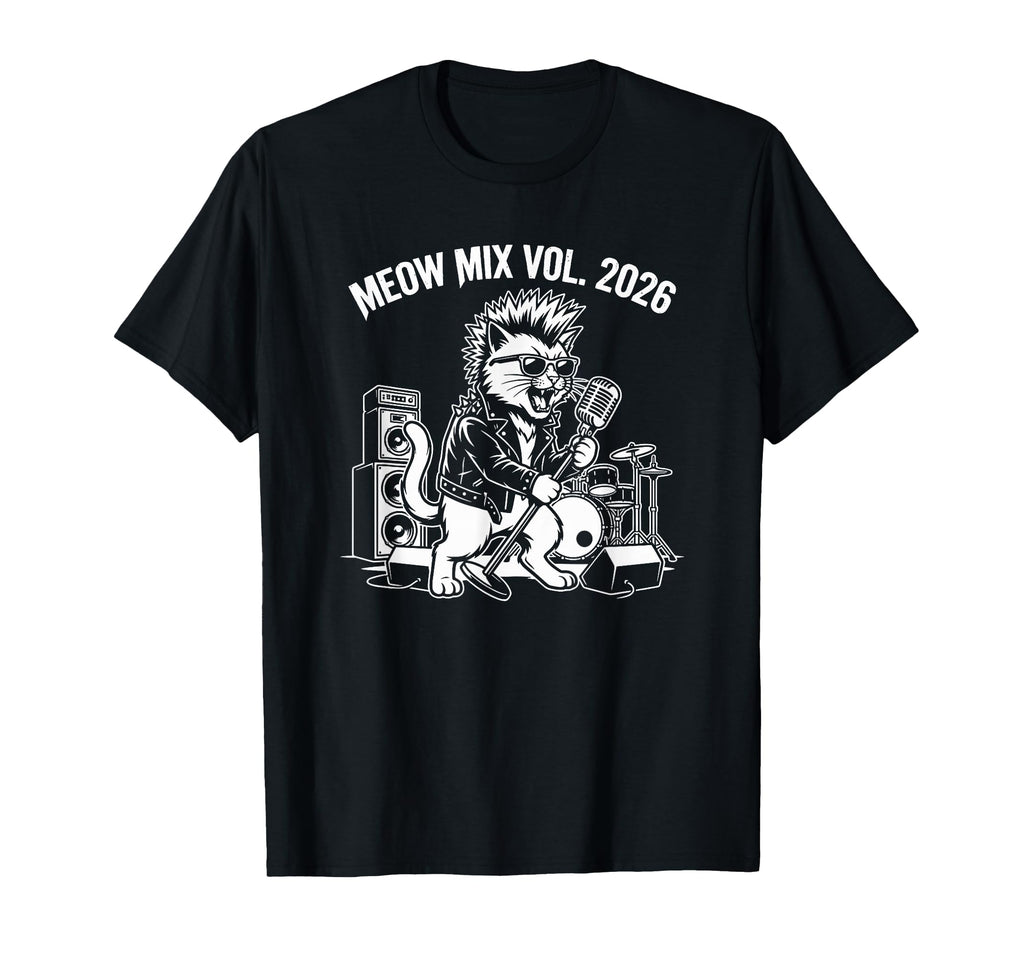 Punk Rock Cat Mohawk Music 2026 Concert T-Shirt - Minimalist Print Unisex - T-Shirt, Sweatshirt, Hoodie