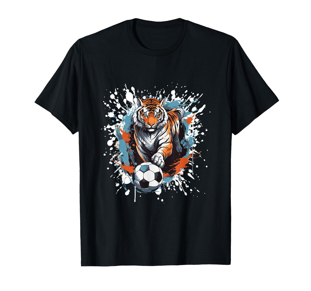 Tiger Playing Soccer Funny Animal T-Shirt - Novelty Apparel for Adults - T-Shirt, Sweatshirt, Hoodie
