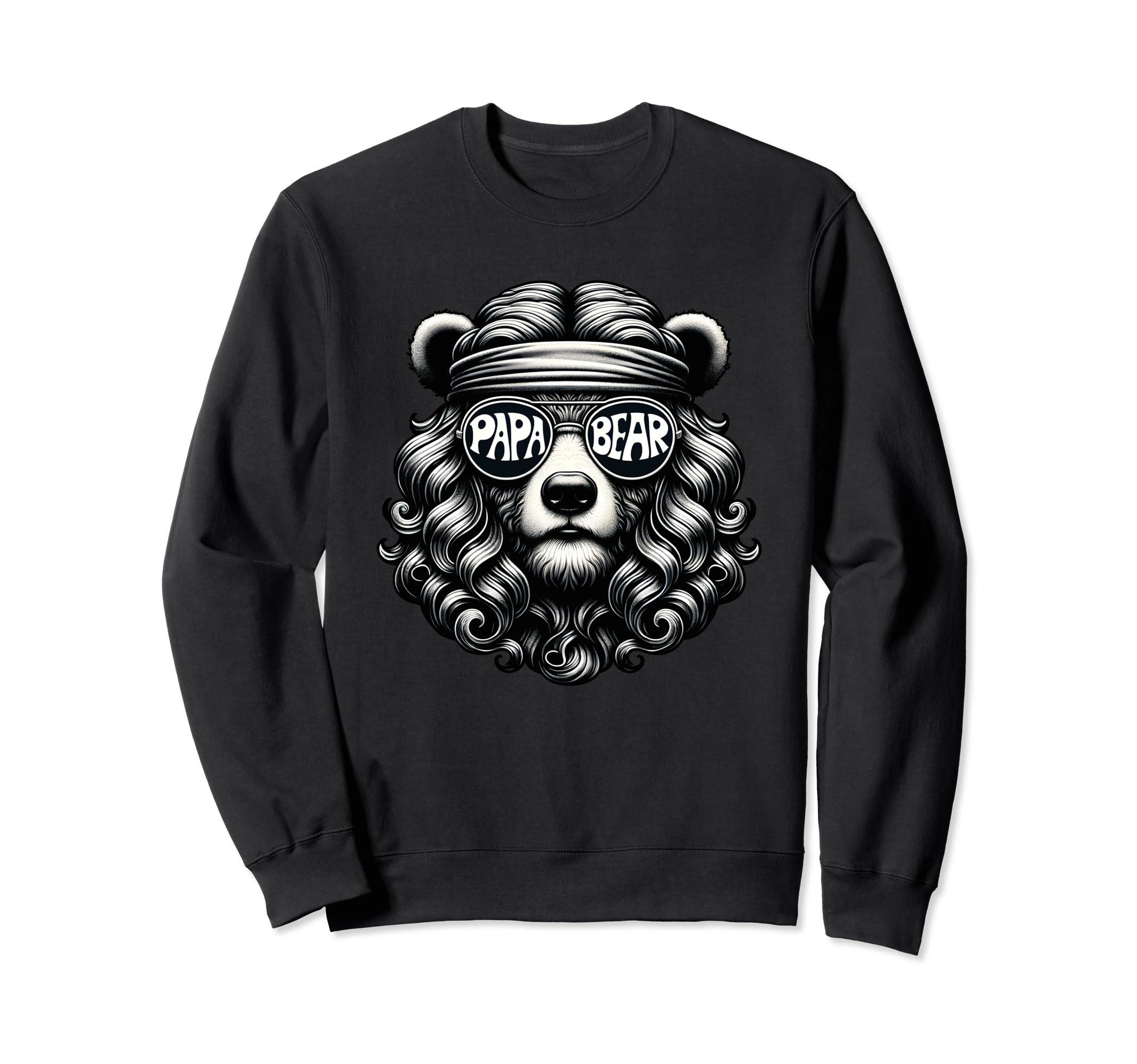Papa Bear Face Fathers Day Grizzly 70S Sweatshirt - Trendy Graphic Unisex - T-Shirt, Sweatshirt, Hoodie