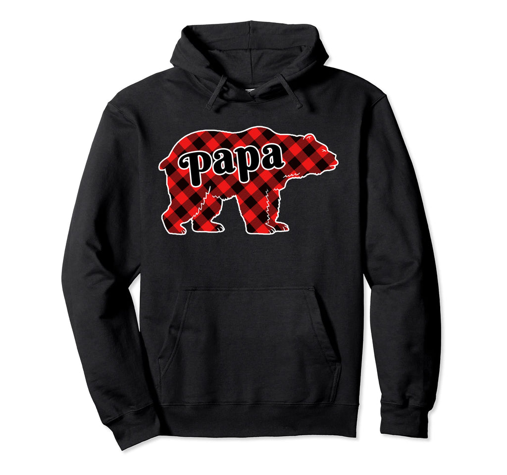 Papa Bear Plaid Gift Matching Family Hoodie - Novelty Apparel Men Women - T-Shirt, Sweatshirt, Hoodie