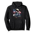 American Flag Trucker Dad Big Rig Hoodie - Minimalist Print for Adults - T-Shirt, Sweatshirt, Hoodie