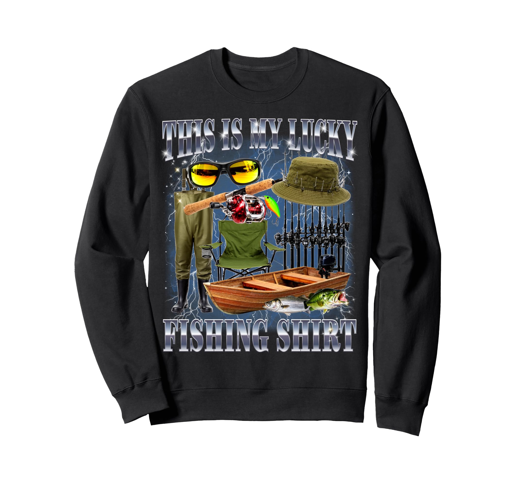 This Is My Lucky Fishing 90S Sweatshirt - Aesthetic Graphic for Adults - T-Shirt, Sweatshirt, Hoodie