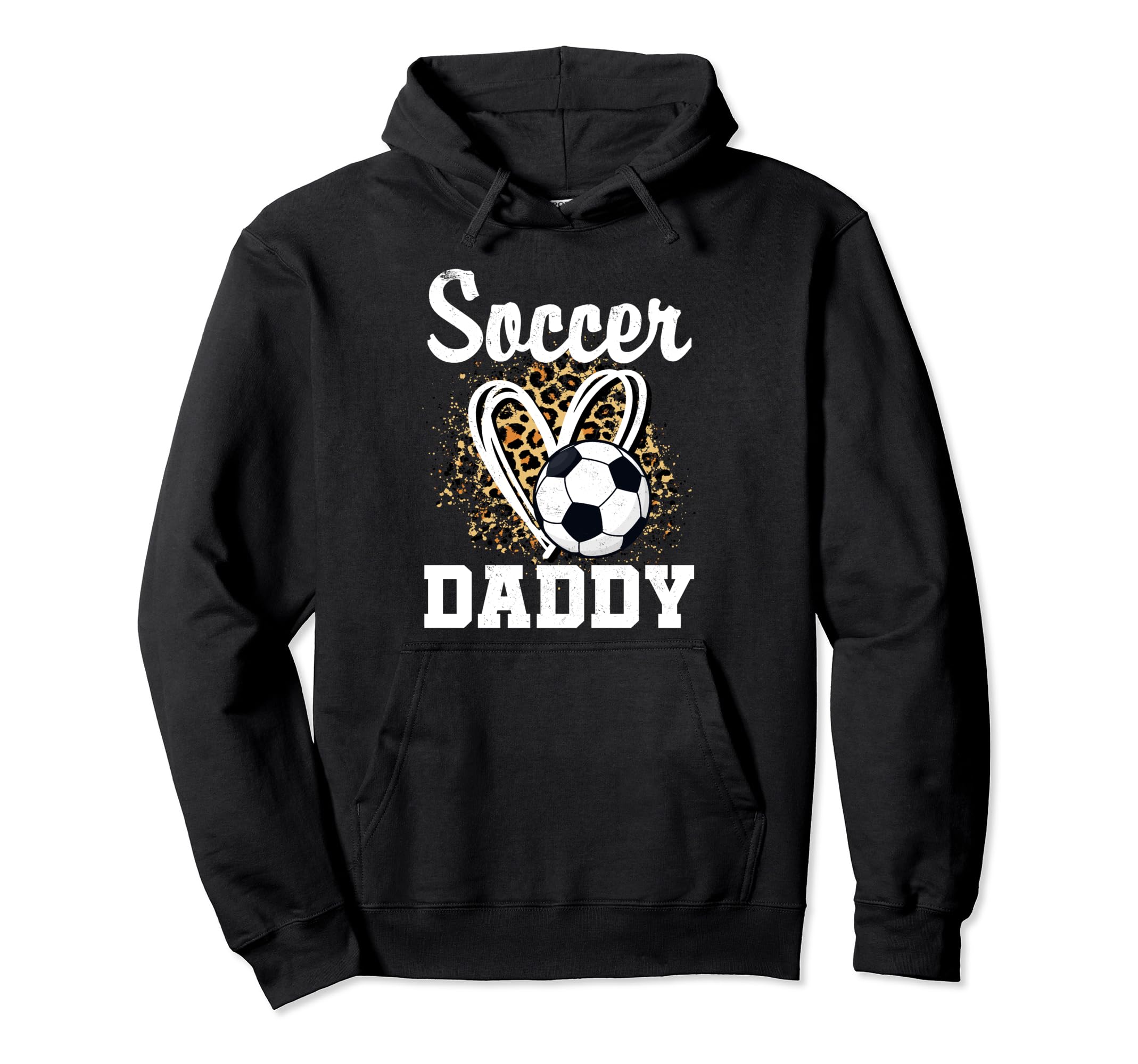 Soccer Daddy Leopard Heart Matching Hoodie - Trendy Graphic for Adults - T-Shirt, Sweatshirt, Hoodie