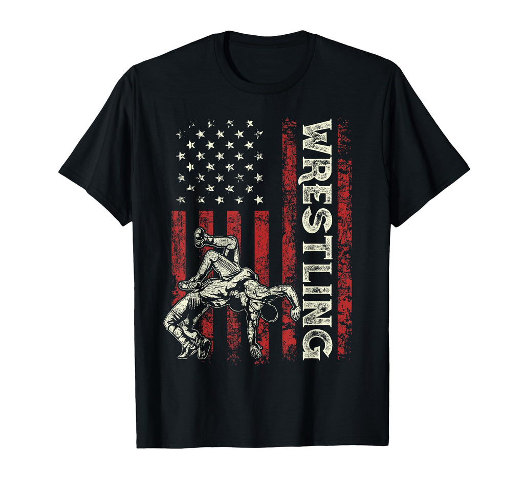 Wrestling Us Flag Gifts Dad Wrestler T-Shirt - Minimalist Print for Adults - T-Shirt, Sweatshirt, Hoodie