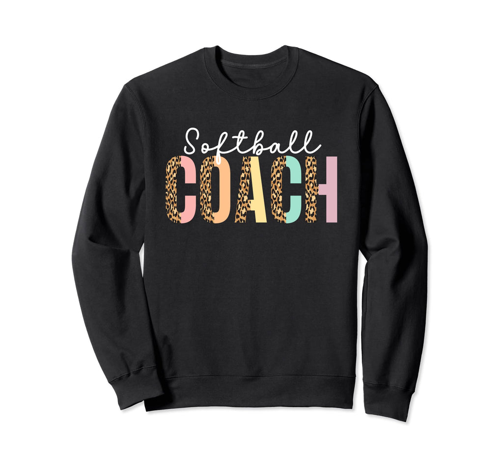 Softball Coach Coaches Leopard Sweatshirt - Minimalist Print Men Women - T-Shirt, Sweatshirt, Hoodie
