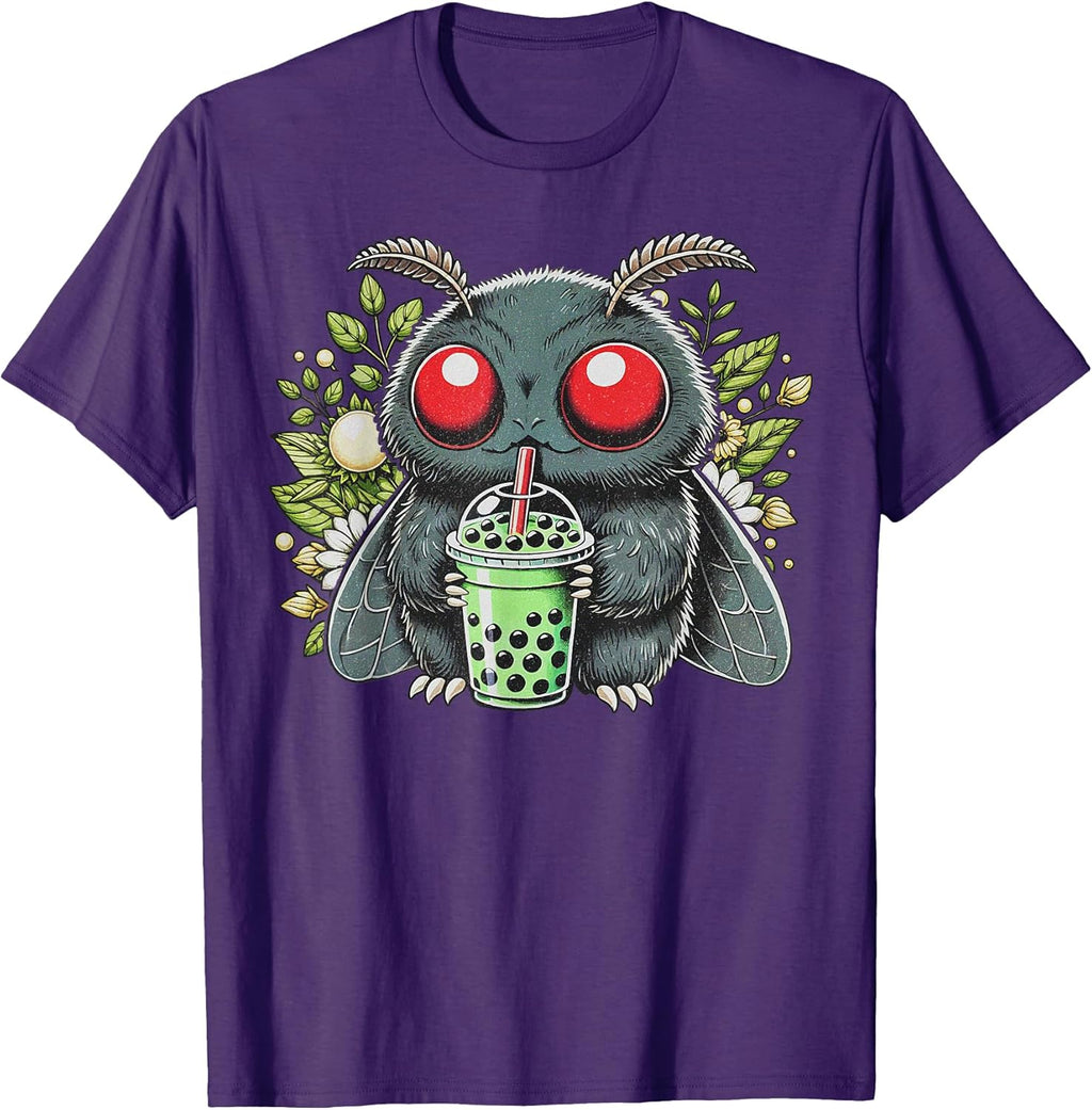 Mothman Drinking Bubble Tea Kawaii Boba - Adult & Kids T-Shirts, Sweatshirts & Hoodies apparel design preview 1