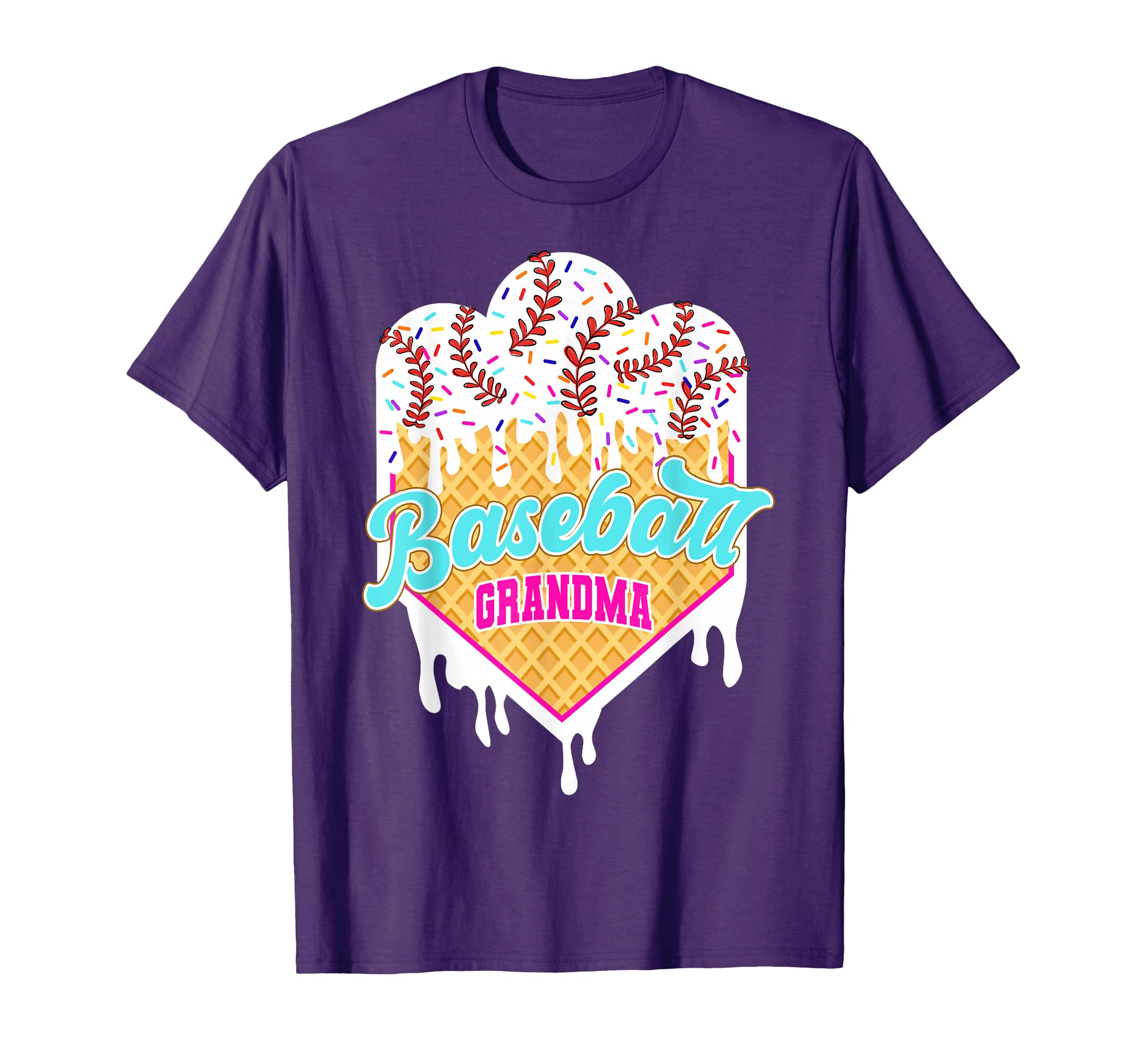 Baseball Grandma Ice Cream Drip T-Shirt - Casual Everyday Wear for Adults - T-Shirt, Sweatshirt, Hoodie