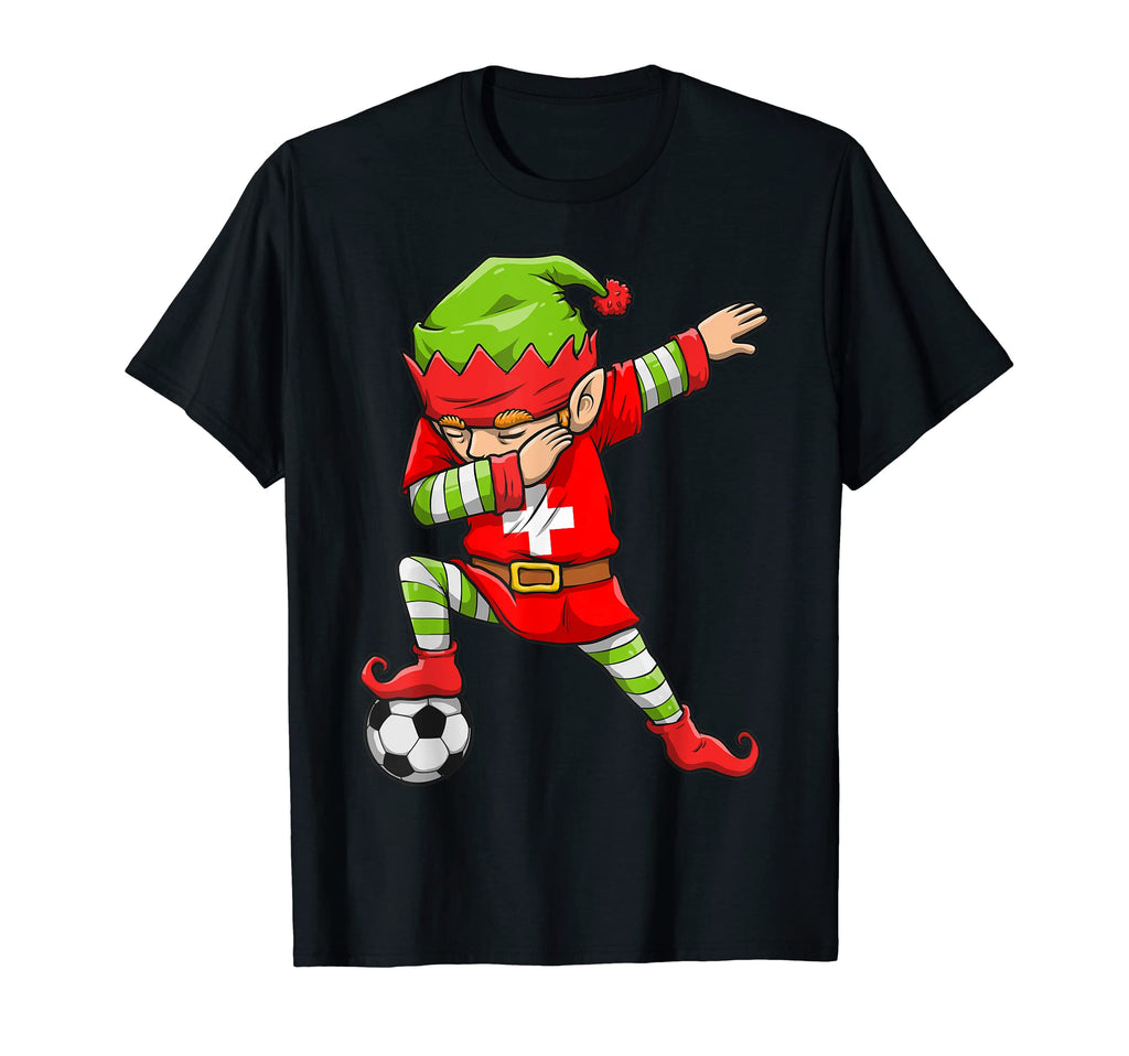 Soccer Dabbing Elf Squad Switzerland T-Shirt - Graphic Print Unisex - T-Shirt, Sweatshirt, Hoodie
