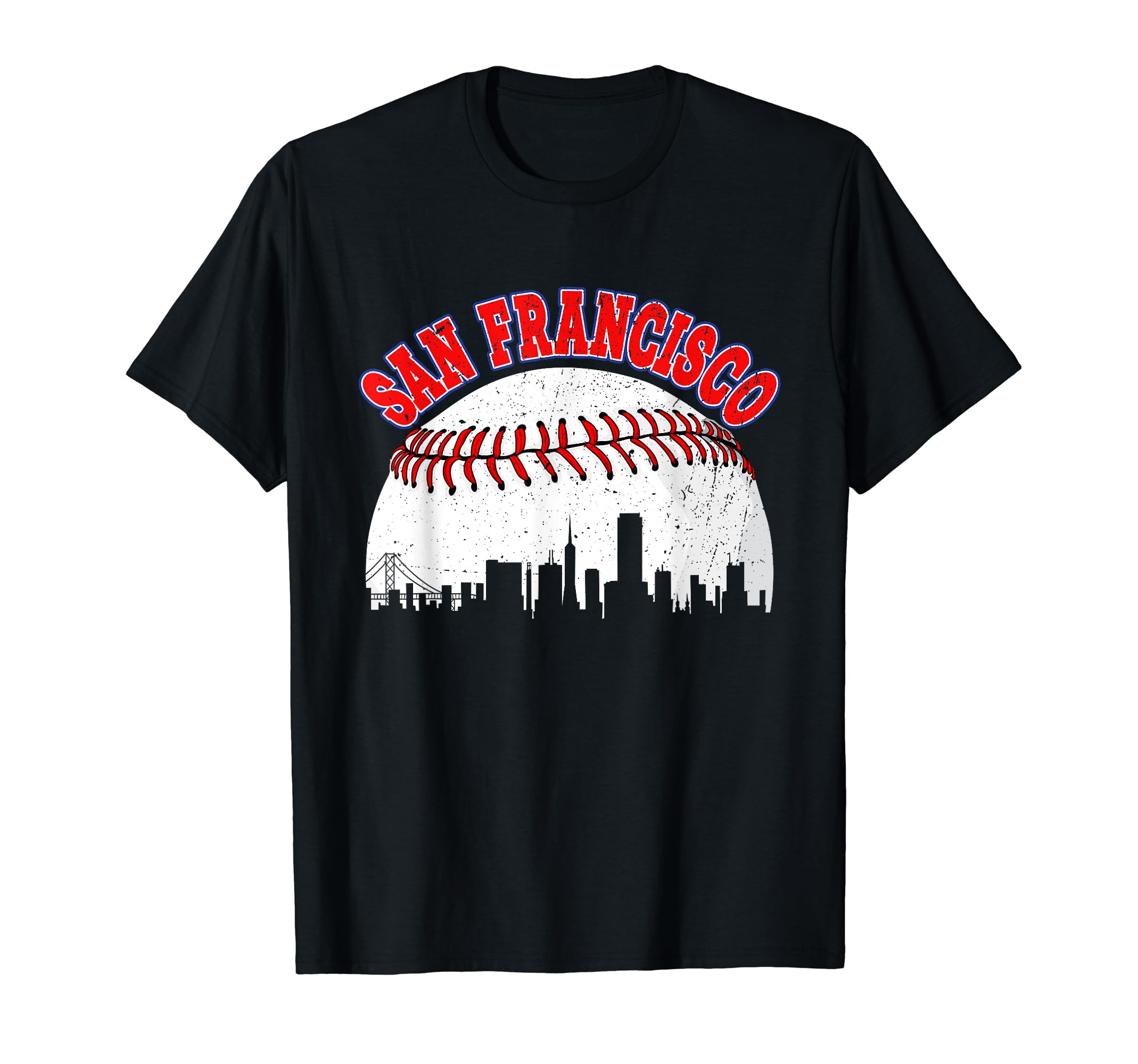 Distressed Baseball San Francisco T-Shirt - Minimalist Print for Adults - T-Shirt, Sweatshirt, Hoodie