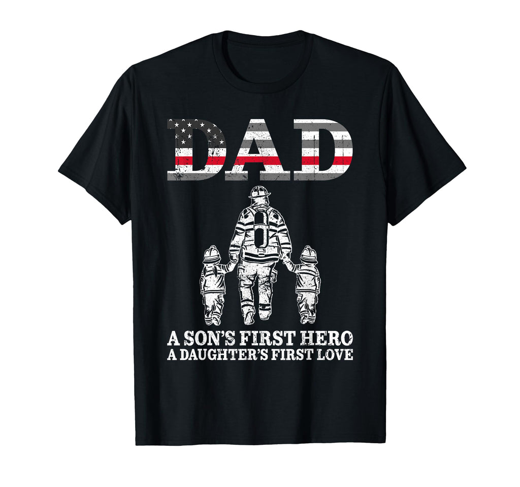 Firefighter Dad Sons First Hero T-Shirt - Unique Graphic for Adults - T-Shirt, Sweatshirt, Hoodie