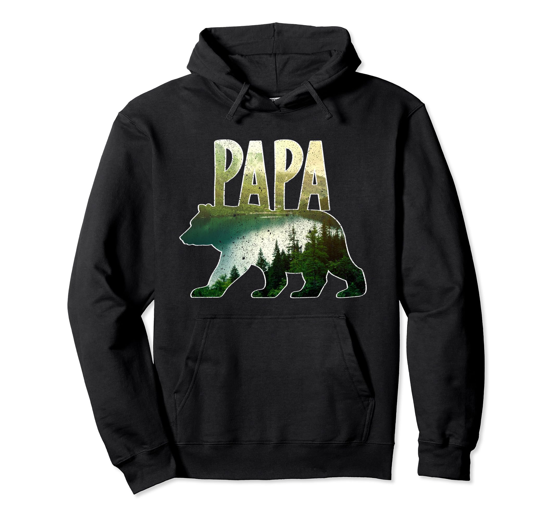 Papa Bear Forest Lake Mountain Scene Hoodie - Minimalist Print for Adults - T-Shirt, Sweatshirt, Hoodie