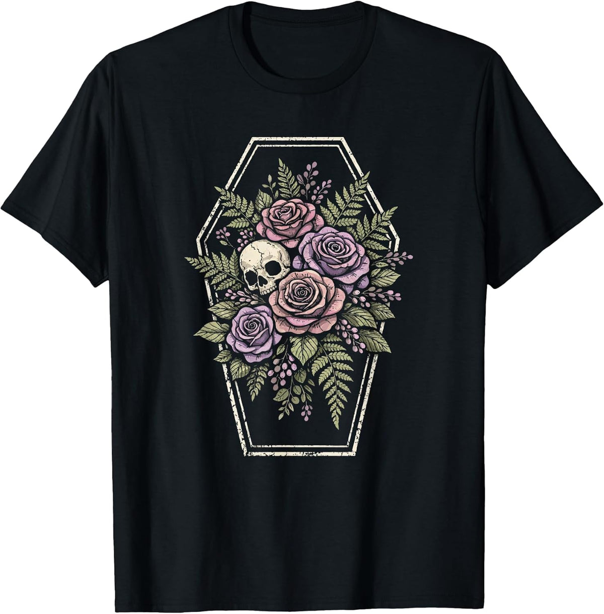 Skull Goth Flower Floral Coffin Grunge Dark Alt - Adult & Kids T-Shirts, Sweatshirts & Hoodies apparel design preview 1