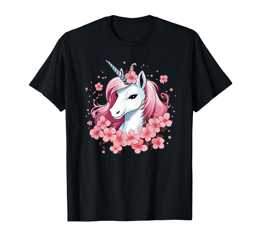 Unicorn Cherry Blossoms I Unicorn T-Shirt - Casual Everyday Wear for Adults - T-Shirt, Sweatshirt, Hoodie