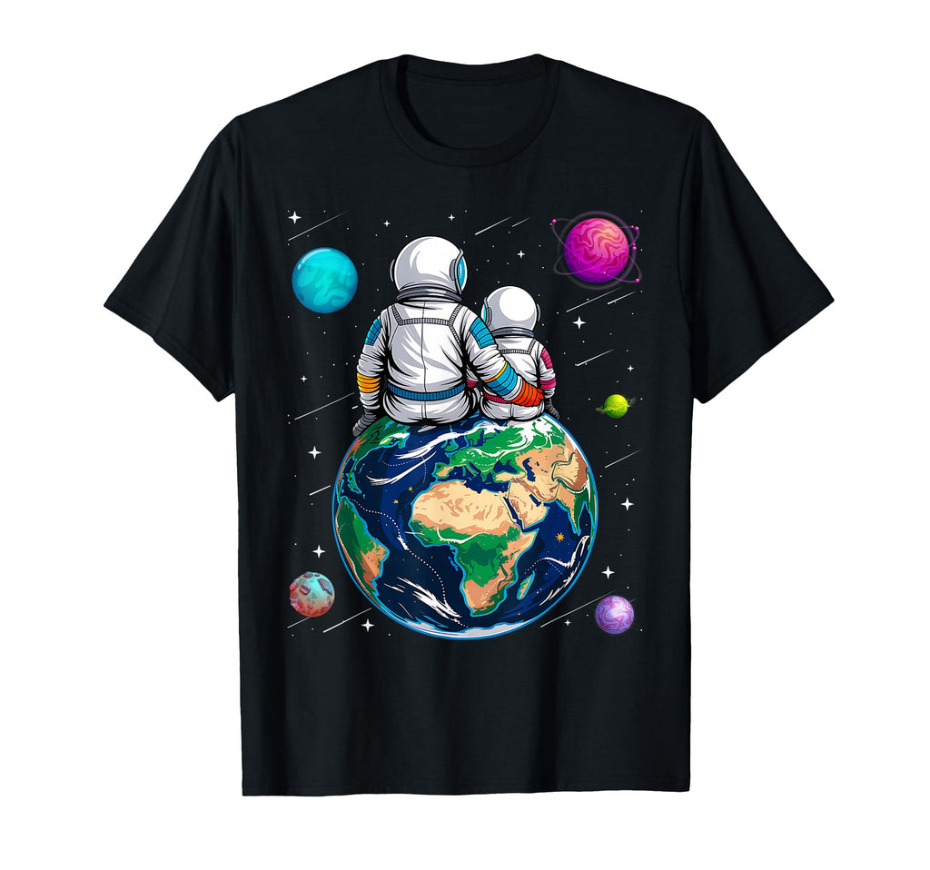 Moon And Astronaut Dad Space Fathers Day T-Shirt - Trendy Graphic Unisex - T-Shirt, Sweatshirt, Hoodie