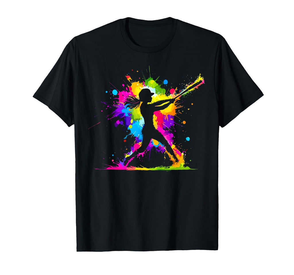 Sport Softball Watercolor Art Drip Theme T-Shirt - Streetwear Style Unisex - T-Shirt, Sweatshirt, Hoodie