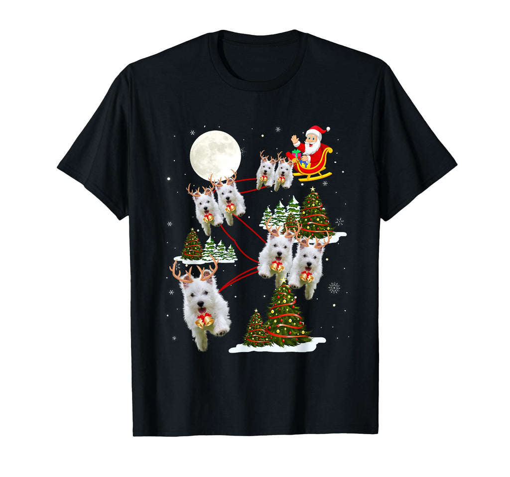 Westie Tree Westie Santa Hat Lights T-Shirt - Aesthetic Graphic Men Women - T-Shirt, Sweatshirt, Hoodie