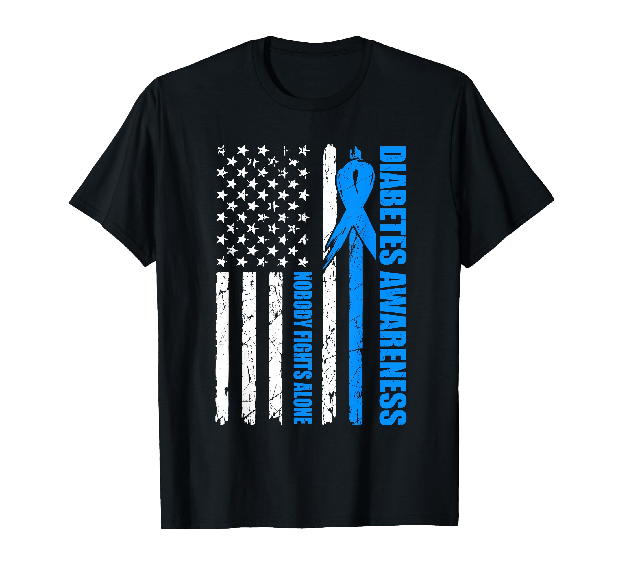 Diabetes Awareness Usa Flag Blue T-Shirt - Trendy Graphic for Adults - T-Shirt, Sweatshirt, Hoodie