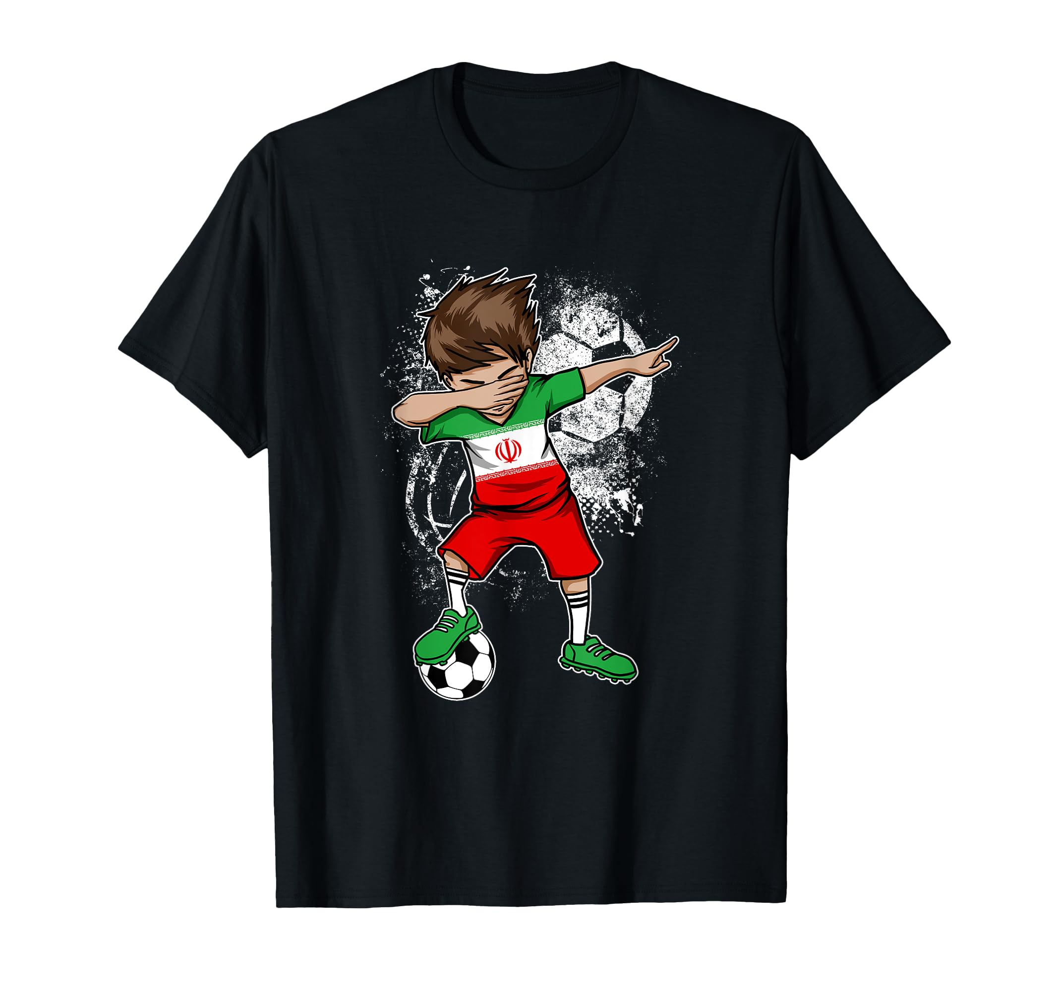 Dabbing Soccer Iran Flag Football T-Shirt - Fun Novelty Design Men Women - T-Shirt, Sweatshirt, Hoodie