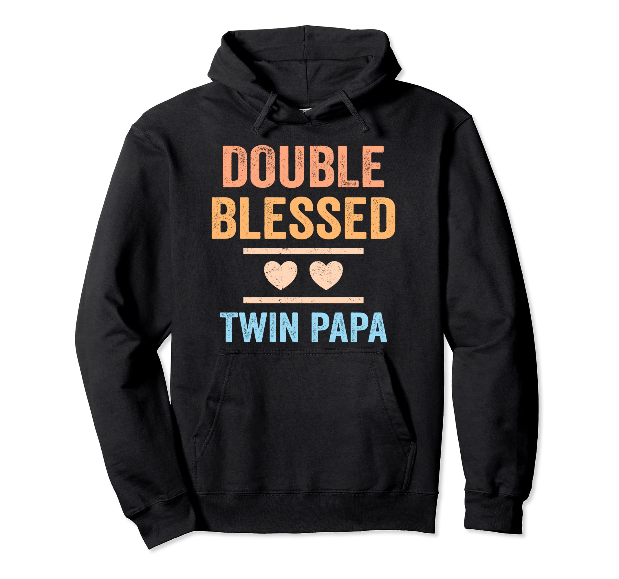 Double Blessed Twin Papa Twin Dad Hoodie - Fun Novelty Design for Adults - T-Shirt, Sweatshirt, Hoodie