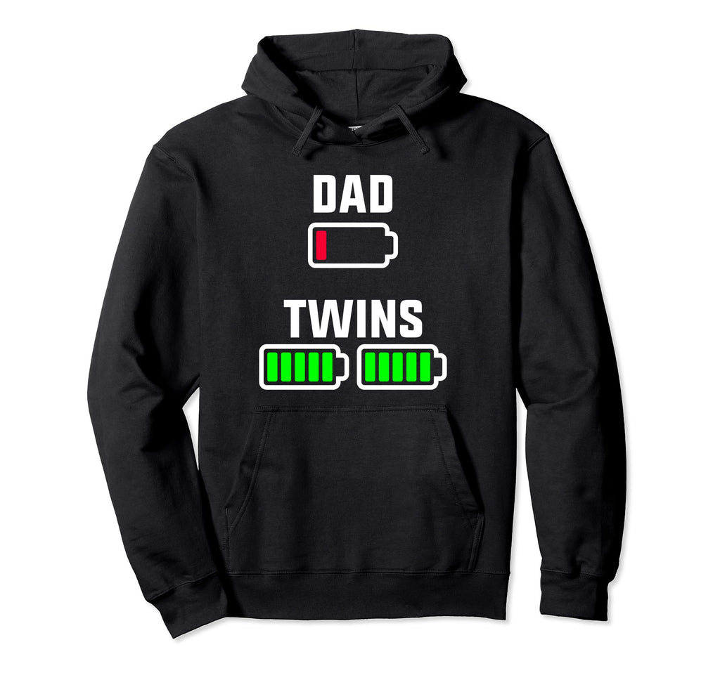 Tired Dad Low Battery Twins Full Hoodie - Minimalist Print for Adults - T-Shirt, Sweatshirt, Hoodie