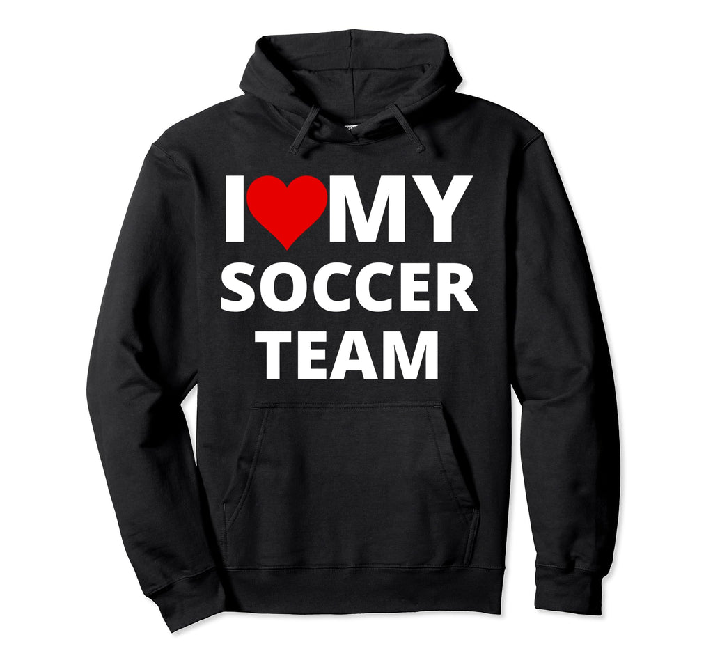 I Love My Soccer Team Red Heart Hoodie - Graphic Print for Adults - T-Shirt, Sweatshirt, Hoodie