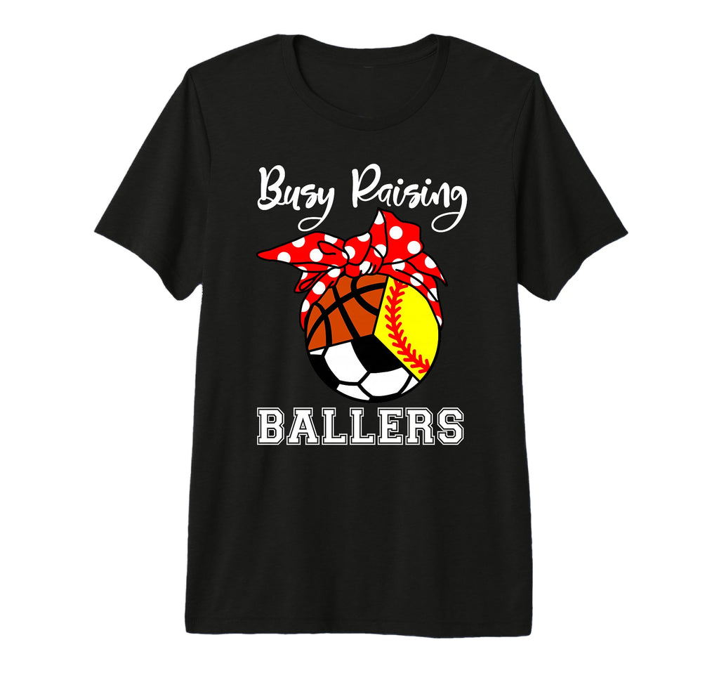 Busy Raising Ballers Funny Softball T-Shirt - Minimalist Print Men Women - T-Shirt, Sweatshirt, Hoodie