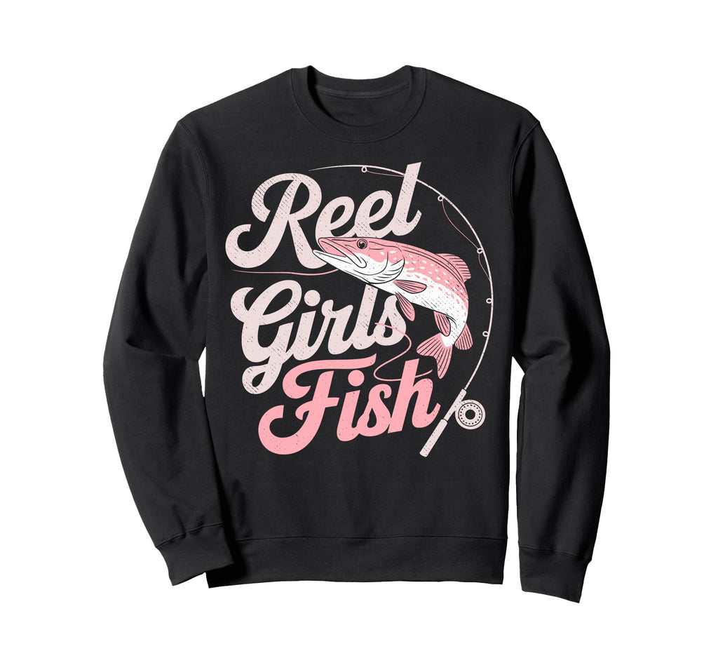 Reel Fish Fisher Mom Bass Fishing Fish Sweatshirt - Graphic Print Unisex - T-Shirt, Sweatshirt, Hoodie