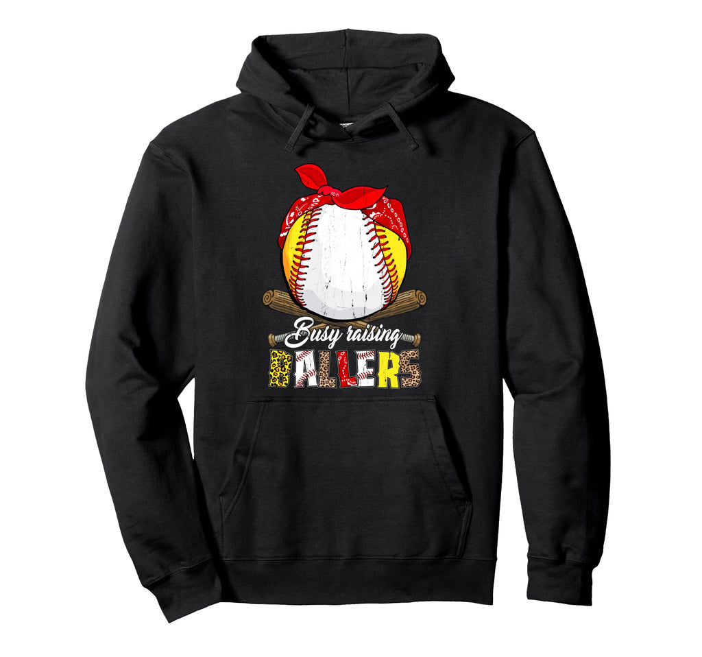 Busy Raising Ballers Softball Baseball Hoodie - Aesthetic Graphic Unisex - T-Shirt, Sweatshirt, Hoodie