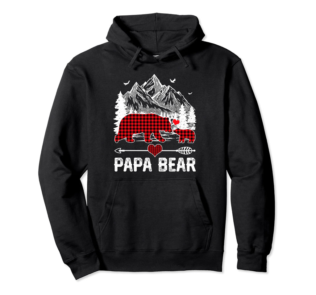 Papa Bear Red Plaid Santa Hat Merry Hoodie - Aesthetic Graphic Men Women - T-Shirt, Sweatshirt, Hoodie
