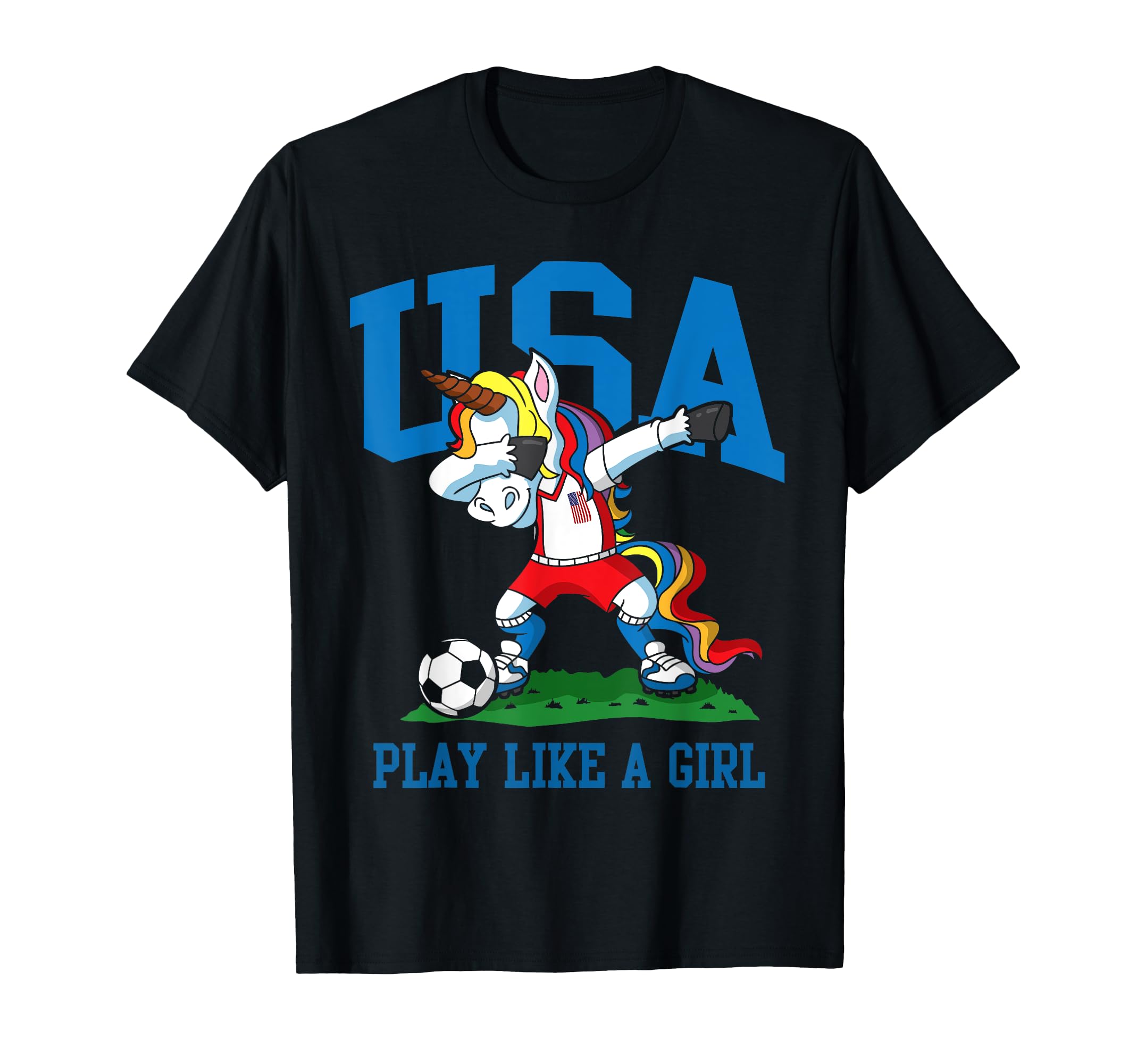 Usa Soccer Dabbing Unicorn America T-Shirt - Aesthetic Graphic Unisex - T-Shirt, Sweatshirt, Hoodie